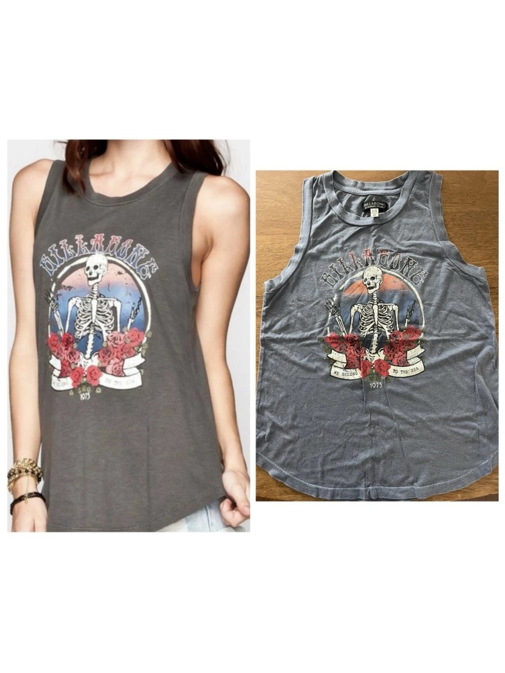 Billabong Free Flow Washed Tank Muscle Tee Skeleton We Belong To The Sea